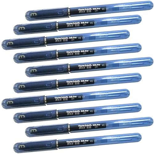 10 x Paper Mate Inkjoy Gel Pens | 0.5mm Fine Point Nib for Precision Writing | Dries 3x Faster - No Smearing | Ergonomic, Textured Grip | Slate Blue Colour Ink | Loose in Plain Packaging [ASIA IMPORT]