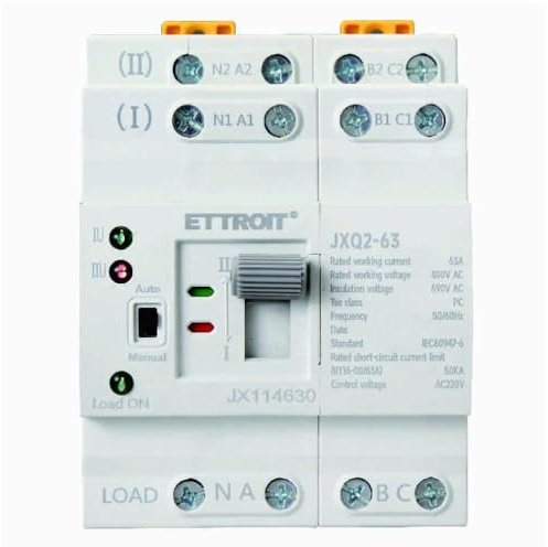 IXTRIMA Commutateur Transfert Automatique 63A 400V AC 4 Broches Triphasé Montage sur Rail DIN Ups Photovoltaïque Electrique