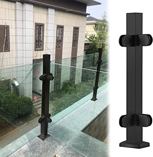 Poteau de balustrade en verre noir en acier inoxydable 304 pour intérieur/extérieur, panneaux de clôture d'escalier et de terrasse, 110 cm de hauteur, gris