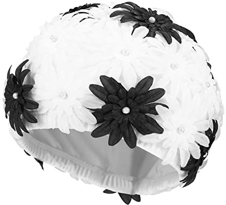 Gorro de baño con Flor de Perla Gorro de baño Mujer Pelo Largo Gorro de baño Adulto Nadar Floral Tapa Gorro de Ducha Gorro natación Gorro de baño para niñas Gorro de baño Dama