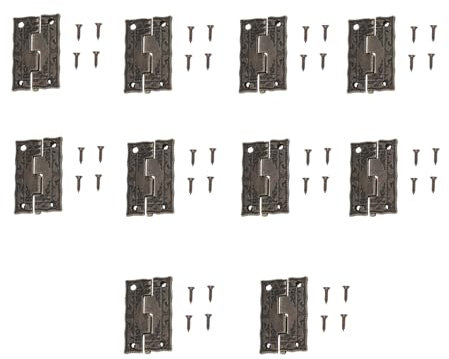 10 pezzi di cerniera di bronzo antichi, cardini di gioielli con viti per mobili per porte dell'armadio scatola di legno