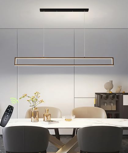 Lámpara de araña LED regulable,lámpara colgante moderna y sencilla de hierro con LED,lámpara de oficina,lámpara de cafetería,lámpara de estudio iluminación interior lámpara colgante negra (L120cm)