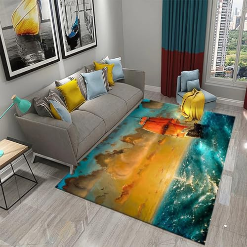 3D Gedruckter Teppich Ölgemälde Segelboot Sonnenuntergang Meereslandschaft Wohnzimmer Schlafzimmer Anti Rutsch Carpet Kinder Mädchen Jungen Zimmer Spielen Fußmatten 60 X 120 cm /5036324107492