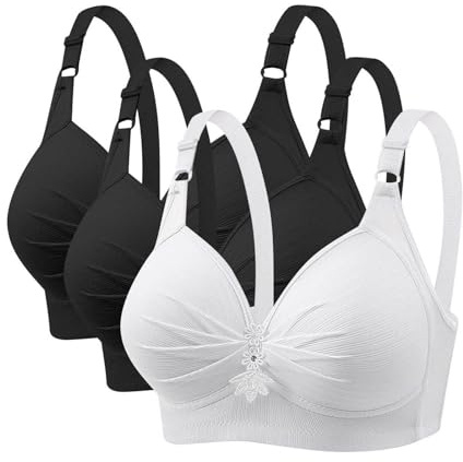 Lot 3 Soutien Gorge avec Armature Femme Sexy, Brassière Femme Dentelle,Soutien-Gorge Couleurs Pures Lingerie Française Bralette Casual a La Mode Classique de Base Bra