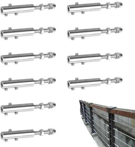 Rrlihjgu Tensor para Cable | Tensores De Acero Inoxidable,Juego De 10 Piezas con Cuerda Y Hardware para Uso Intensivo En Exteriores Jardín Plantas Trepadoras Y Velas De Sombra