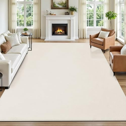 SHACOS Krämmatta vardagsrum 200 x 300 cm kort lugg matta sovrum fuskpäls mjuk fluffig vardagsrumsmatta, tvättbara mattor, stor modern halkfri, pälsoptik
