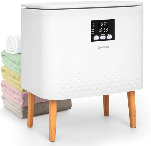 SereneLife Panier Chauffe-serviettes Rectangulaire, Grande Capacité Chauffe-serviettes et Couvertures pour Salle de Bain, Contrôle à Un Seul Clic, Design Économe en Énergie avec Arrêt Automatique