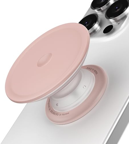 Sinjimoru for Soft Silicone Phone Grip Stand, Strong Adhesive Slim Holder for Comfortable One-Hand Use on Any Smartphone – Tap Tok Pink