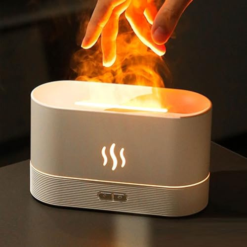 Gzvxuny Flame Essential Oil Diffuser, Upgrade 7 Colour Lights Aromatherapy Diffuser, Super Quiet Air Humidifier, Electric Aroma Diffuser, Waterless Auto-Off for Home Office Room