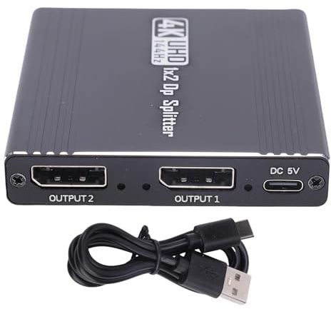 Yosoo Health Gear 4K 144Hz DisplayPort Splitter 1x2 Soporte MST MOPROR Modo Extendido Adaptador de Puerto de Visualización para Extender el Modo Dual Extensión, Cubo para Escritorio, PC,