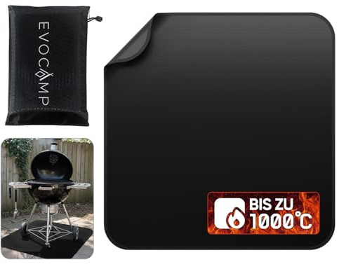 Brandsäker matta 100×100 cm, skyddsmatta mot eld av glasfiberväv med silikonbeläggning, värmetålig upp till 1000 °C, termiskt skyddsmatta för grill