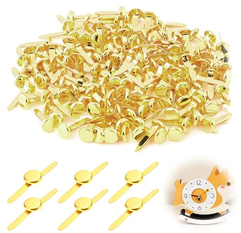 BosuLai Mini Encuadernadores Redondos, Juego de 200 Mini Clips de Metal Pasadores, Partidos para Scrapbooking, Decoración Arte DIY Proyectos, para Scrapbooking de París Redondos Dorados
