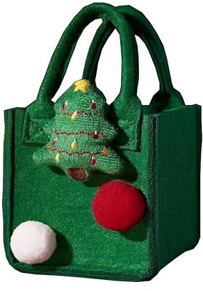 CHEMYO Wiederverwendbare Weihnachts-Geschenktasche aus Filz – Tragbarer Aufbewahrungsbehälter für Festapfel, mit Festdekorationen Versehen