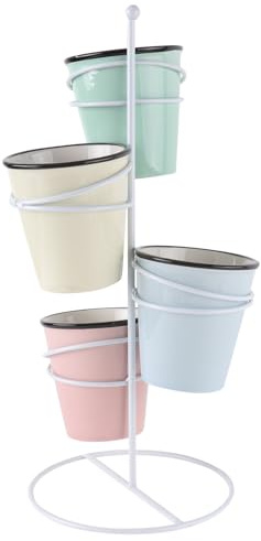 TOYZFRIENDY Supporto Portavasi in Ferro Battuto Multistrato, Portafiori da Interno per Giardino e Balcone, Mensola Portaoggetti Decorativa per Soggiorno e Cucina