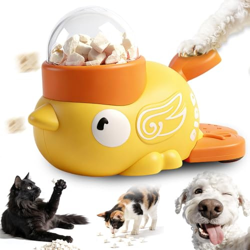 Entenform Hund Slow Feeder, 2 in 1 Slow Feeder und Hund Spielzeug Interaktives Spielzeug Haustier Leckerlis Futterspender für kleine & mittelgroße Hunde und Katzen (Gelb)