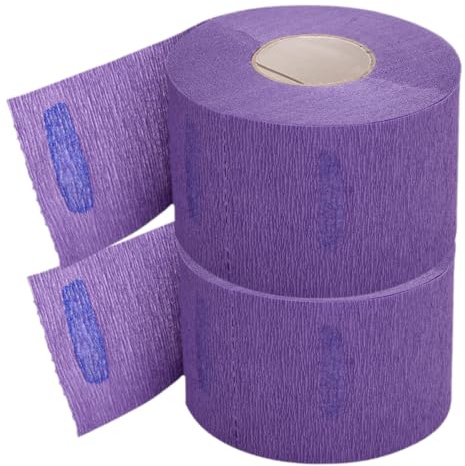 HOMSFOU Tiras Desechables para Cuello de Papel Elástico 2 Unidades Color Púrpura para Peluquería, Accesorios para Cortes de Pelo, Protección contra Tintes y Cabello Suelto en Salón