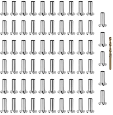 VALICLUD Manchon Garde-Corps Câbles Inox 65 Pièces Foret Doré, Gaine de Protection pour Câbles Métalliques, Kit pour Installation sur Balustrade Intérieure et Extérieure