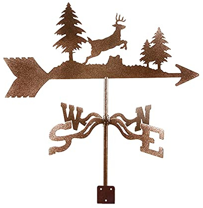 Wetterfahne mit Springender Hirsch-Silhouette, Wetterfahne, Windrichtungsanzeiger, Edelstahl, korrosionsbeständig, Wetterhahn, Messwerkzeug mit Montagehalterung, 3550 cm
