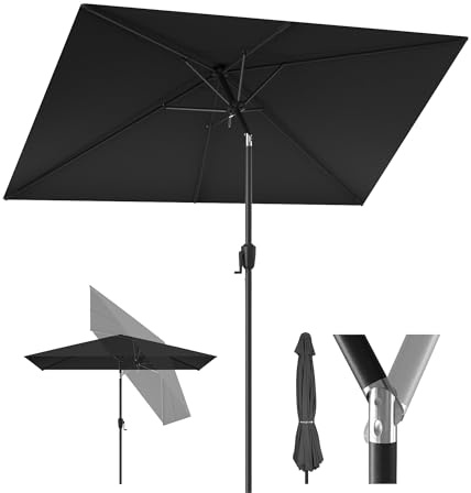 HOMEDEMO Aluminum Sonnenschirm Balkon Rechteckig 200x300cm, Schirm groß Gartenschirm Marktschirm für Terrasse, Garten, Balkon, Pool, Tischschirm Anthrazit, Neigbar Schutz 50+