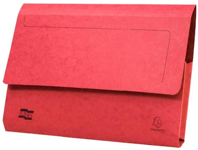 Exacompta - Ref 5258Z - Europa - Pocket Wallet, 356 x 242mm, Half Flap Front for Security, 300 Micron Premium Pressboard, Holds A4 & Foolscap Documents - Red, Pack of 10