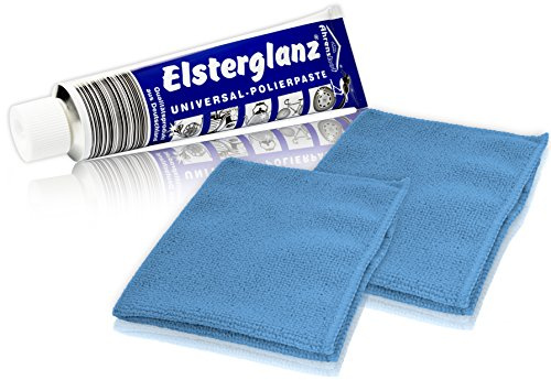 Helmecke & Hoffmann * Elsterglanz Universal-Polierpaste für Metalle XXL-Tube 150 ml + Zwei Mikrofaser-Tücher | Das Original aus Deutschland