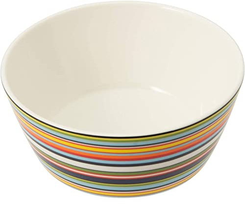 Iittala Origo Schale aus Porzellan in der Farbe Orange-Gesteift 0,25L, Maße: 12,1cm x 12,1cm x 5cm, 1011824