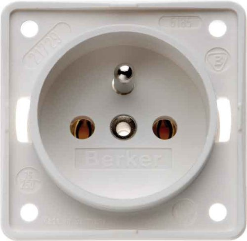 Hager integro - Toma corriente con pin tierra blanco polar mate