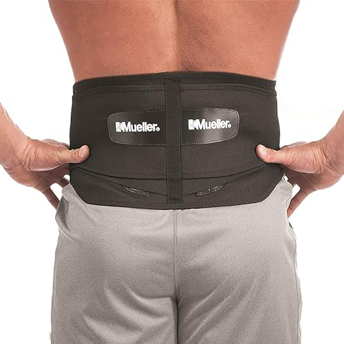 Mueller 255 Lumbar Support Back Brace with Removable Pad, Black, Regular (28-50 Waist)