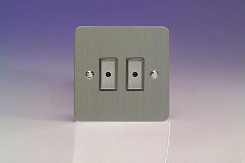 Varilight 2-Gang 1-Way Remote/Tactile Touch Control Master LED Dimmer Light Switch 2 x 0-100W (Max 10 LEDs) Brushed Steel JFSE102