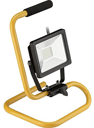 Goobay Baustrahler LED Flutlicht mit mit Standfuß, Glas, 20 W, Schwarz/Gelb, 20W