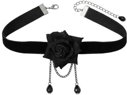 ericotry Elegant Retro Rose Flower Collarbone Chain Clavicle Neck Decoration Accessory Gothic Lolita Black Lace Collar Choker Ornament Wedding Halloween Accessories for Lady (Black)