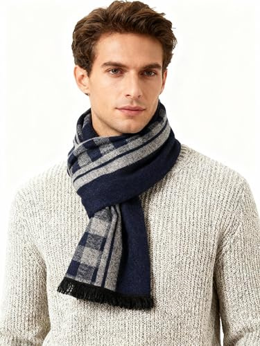 Leisofter Bufanda de cachemira clásica para hombre