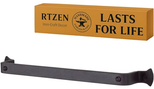 RTZEN Matte Black Hand Towel Holder for Bathroom - Handcrafted Farmhouse Wrought Iron Metal Kitchen Bar - Small Hand Towel Bar Hanger for Home or Office - Wall Mounted Rack Fits 10 Towels