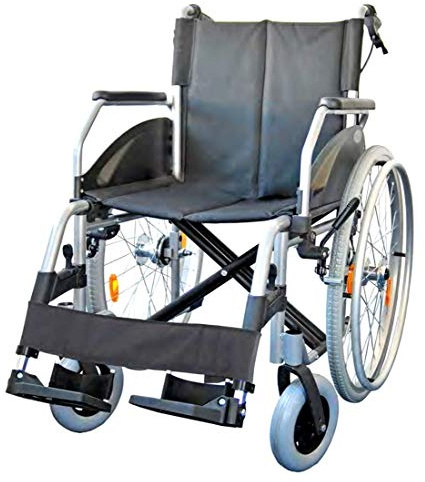 FabaCare Rollstuhl Lexis mit Trommelbremse, Standardrollstuhl faltbar, Steckachse, Transportrollstuhl bis 130 kg, Sitzbreite 45 cm