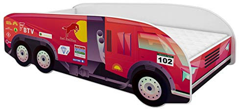 ACMA Kinderbett Autobett Lattenrost LKW Truck Schlafzimmer Kindermöbel Spielbett 140 x 70 cm 160 x 80 cm (140x70 cm mit Matratze, 03)