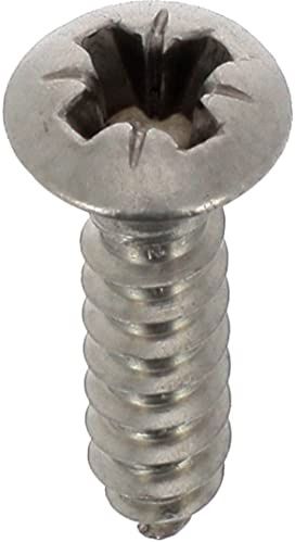 Vis à Tôle Tête Inox A4 Fraisée Bombée Pozidrive, 3.5mm x 16mm, DIN 7983, Lot de 25, Zinc Blanc