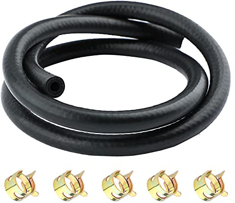 SAVITA 1 m Tuyau de Carburant avec 5 Pièces Collier de Serrage Tuyau D'essence Trousse à Outils pour Moteur Voiture Tracteur Petits Moteurs