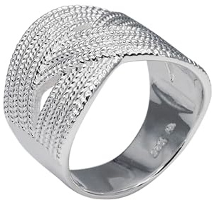 SILBERMOOS Damen Ring Damenring Flechtring geflochten fein breit Sterling Silber 925