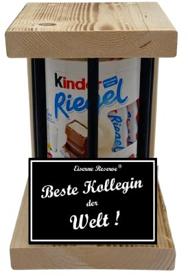 Kinder Riegel - Notfall Geschenk - Black Edition - Beste Kollegin der Welt - Kollegin Geschenk - Die süße lustige Geschenkidee aus Holz für Männer und Frauen