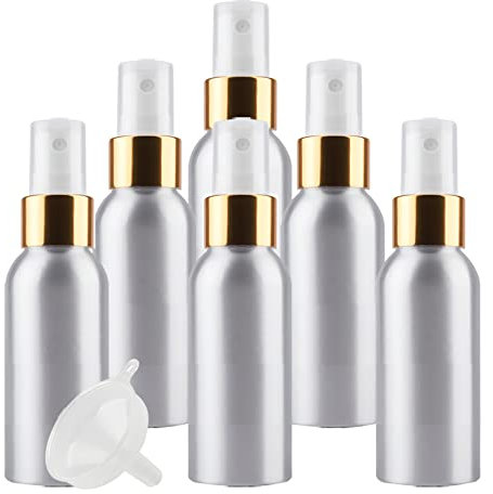 ZEOABSY 24 Piezas Pequeño 100ml Spray de Aluminio Plata Botella de Spray Vacía con Pulverizador Oro/Blanco de Niebla Fina Atomizador para Perfume Aromaterapia Agua Líquidos Tamaño de Viaje