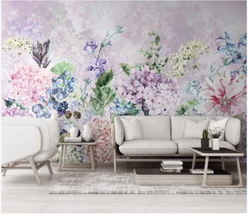 Wesmilewallpapaer Fototapete 3D Tapete 400x280cm Retro Abstrakte Handgemalte Lila Blumen Schöne Landschaft Wohnzimmer Schlafzimmer Vliestapete Wandbelag Wanddeko
