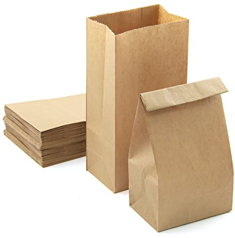 PACKRA - 100 stk Papiertüten Braun 9 x 17 x 5.5cm, Geschenktüten Klein, Verpackungstüten, Butterbrottüten zum Süßigkeiten, Bonbons, Adventskalender (100pc, 9cm x 17cm x 5.5cm)