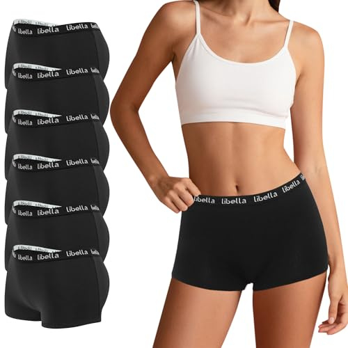 Uizuooy Boxershorts Damen Baumwolle Slips Damen Atmungsaktiv Panties Weich Frauen Unterwäsche Stretch Hipster Bequeme Unterwäsche Mehrpack 6er Pack BL-S-6