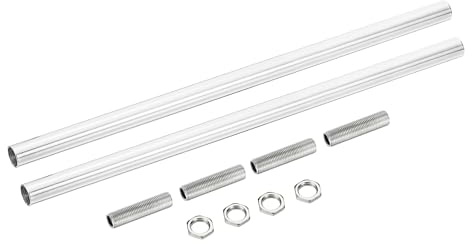 sourcing map 2 Set Verlängerungsstangensatz, Verbindungsmutter M10 250 mm / 3,94 Überwurfmutter mit Gewinderohr, Gewindeverlängerung, Silber