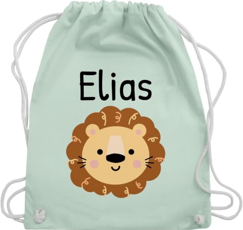 Turnbeutel Rucksack - Löwen - Süßer Löwe - Kindergarten Kita - Unisize - Pastell Grün - stoffbeutel name personalisierte kindergartentasche löwenmotiv lowe beutel kindergartenrucksack