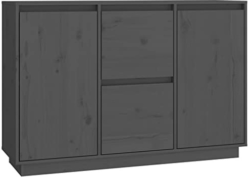 vidaXL Sideboard Schrank Anrichte Beistellschrank Kommode Mehrzweckschrank Standschrank Wohnzimmerschrank Grau 111x34x75cm Massivholz Kiefer