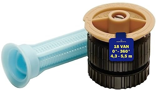 Garden Sprinkler 18 VAN for Irrigation System with Adjustable Spray Sector 0° to 360° and a Range of Up to 4,3-5,5 m Warranty 10 Years - MONTERAL