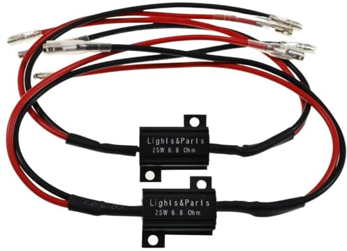 2EXTREME 2x LED Widerstand Lastwiderstand 25W 6,8 Ohm 12V, Mini Blinker Set | Für Tagfahrlichter, Rücklichter und Kennzeichenbeleuchtung; Aluminiumgehäuse, 210 mm Kabel je Seite, Maße 27 × 15 × 15 mm