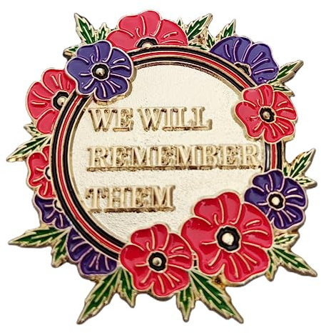 1/2 pc 2025 Purple Red FlowerPin Badge Brooch Remembrance Day Pin Badges We Will Remember Them Veterans Animals Memorial WW1 (1pc)