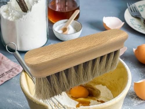 MAAJ MEHLBESEN/TISCHBESEN 15cm MIT ROSSHAAR BESTÜCKUNG SCHWARZ ODER HELL FALB - Made IN Germany (hell-Light)